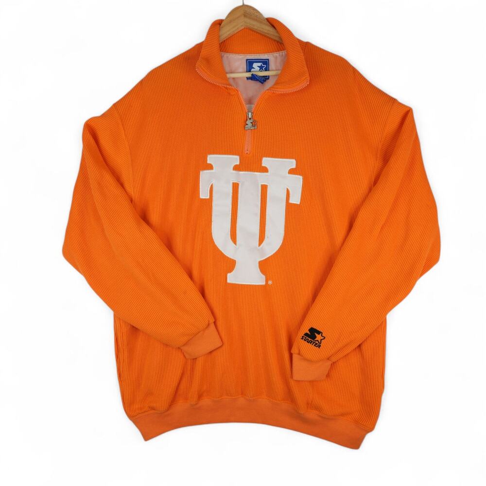 Vtg Starter Tennessee Volunteers Sweatshirt Mens XXL Quarter Zip Waffle Knit‎